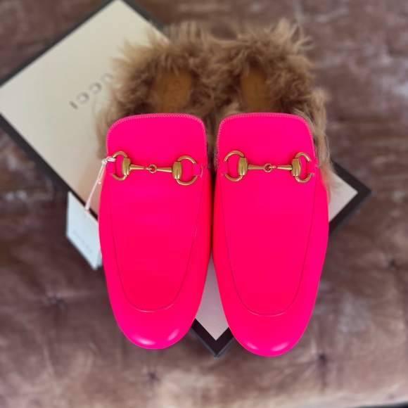 Gucci Neon pink Leather Princetown Mules - Picture 8 of 11